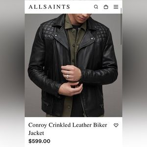 ALMOST NEW ALLSAINTS CONROY MEN’S REAL LEATHER JACKET SMALL